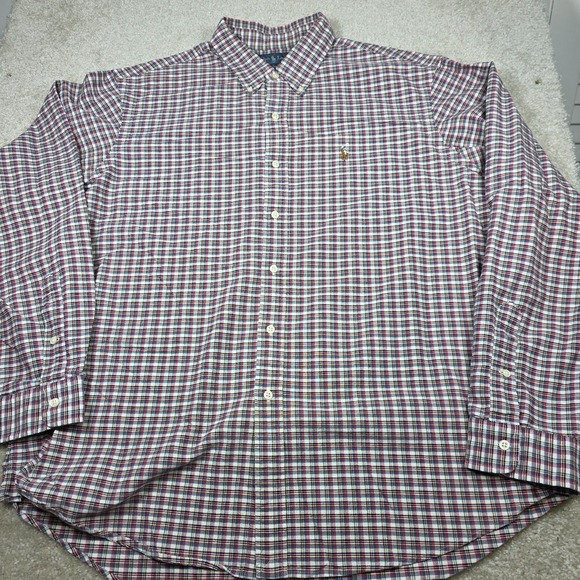 Ralph Lauren Shirt Mens 2XL‎ White Red Plaid Pony Button Down Custom Fit Outdoor - Picture 2 of 9